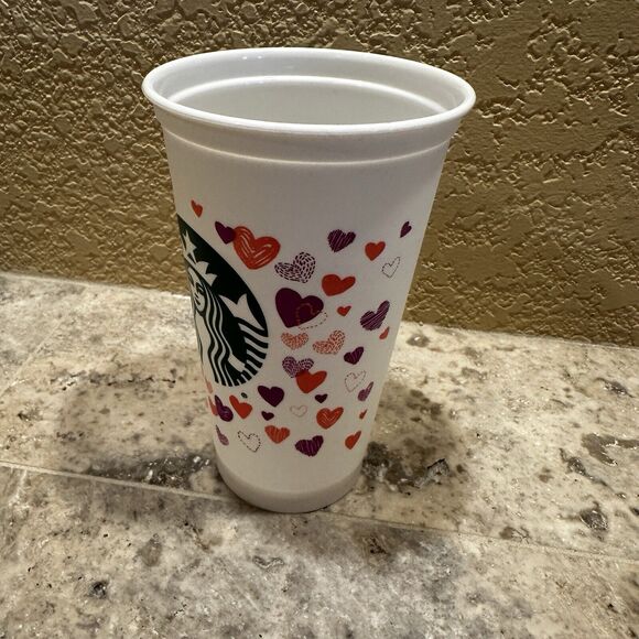 2022 Starbucks Valentine’s Day Color Changing Hearts Reusable Hot Cups No Lid - Picture 4 of 4